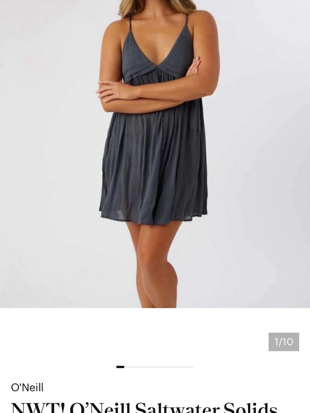 O'Neill Saltwater Solids Tank Dress in Dark Gray